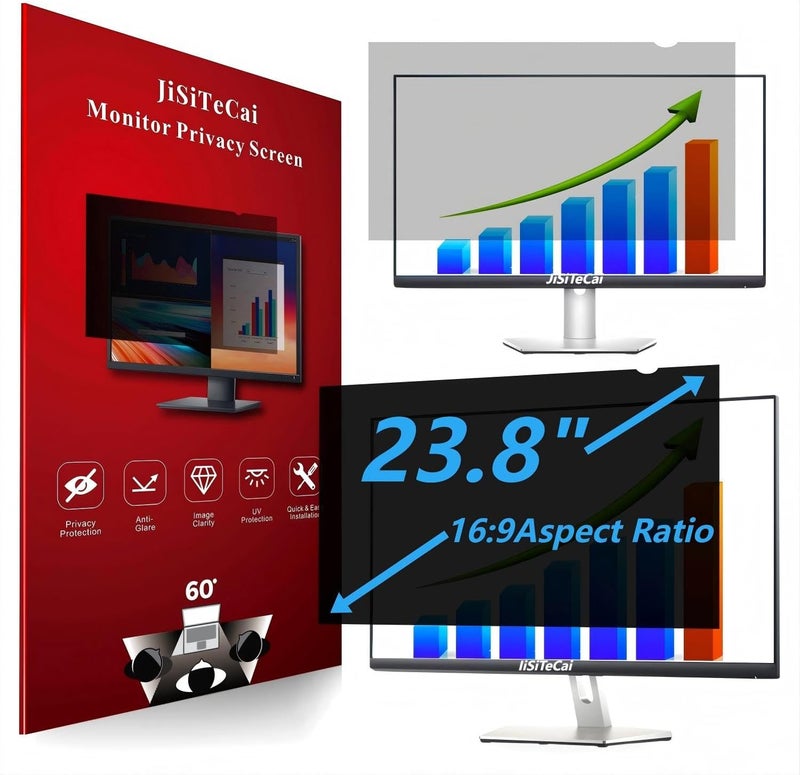 JIESITE 23.8 Inch 16:9 Computer Privacy Screen Filter for Monitor - Privacy Shield and Anti-Glare Protector - Image 1